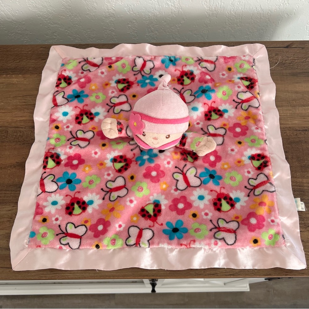 Douglas Baby Lovey Plush Doll Butterfly Ladybug Satin Security Blanket Pink Soft